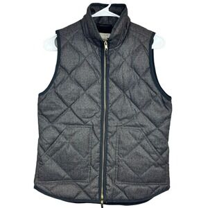 J.CREW Gray Quilted Zip Up Down Vest Size XS Gold zipper